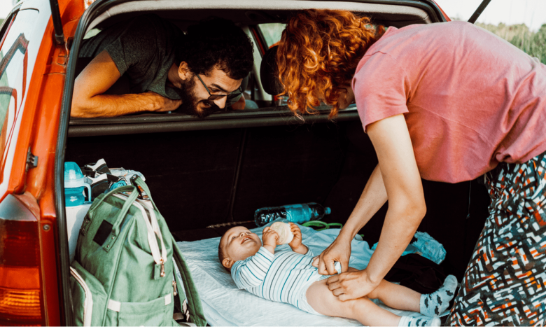 mother traveling with a baby